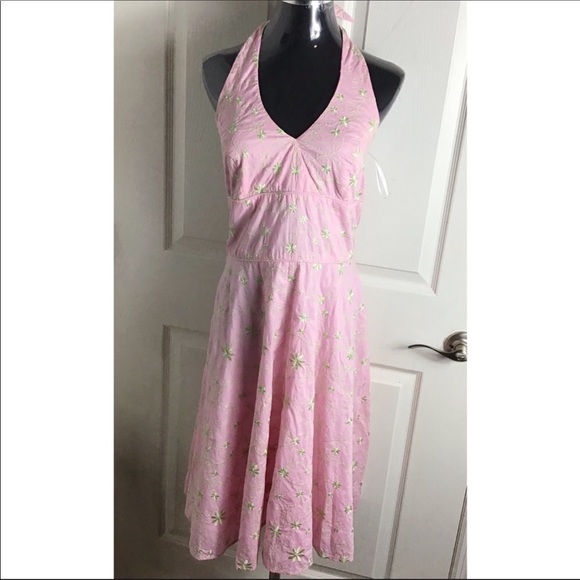 Lilly Pulitzer Dresses & Skirts - Lilly Pulitzer Pink Palm Trees Halter Dress Size 8